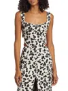 Area Dalmatian-print Denim Corset Top In Black Off White