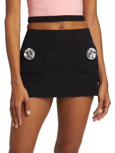 Area Embellished Wool-twill Mini Skirt In Black