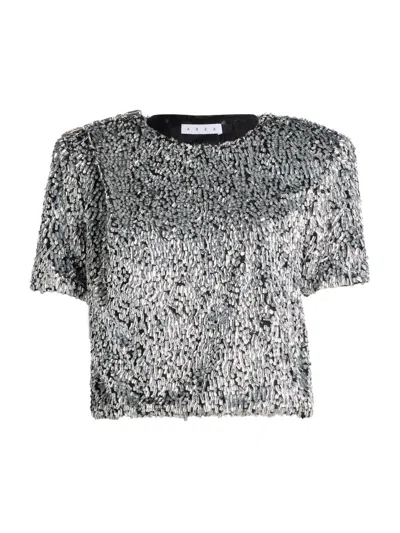 Area Sequined Short-sleeved T-shirt In Silver