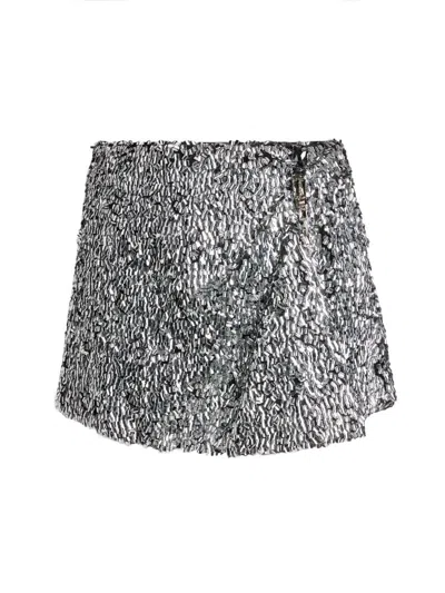 Area Crystal Cluster Mini Skirt In White