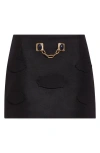 Area Gemstone Button Mini Skirt In Black