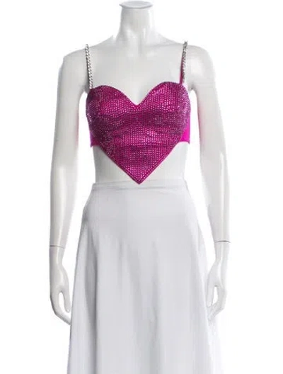 Pre-owned Area Wool Graphic Print Crop Top In Pink