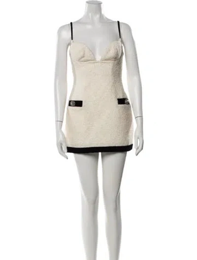Pre-owned Area Wool Mini Dress In Neutrals
