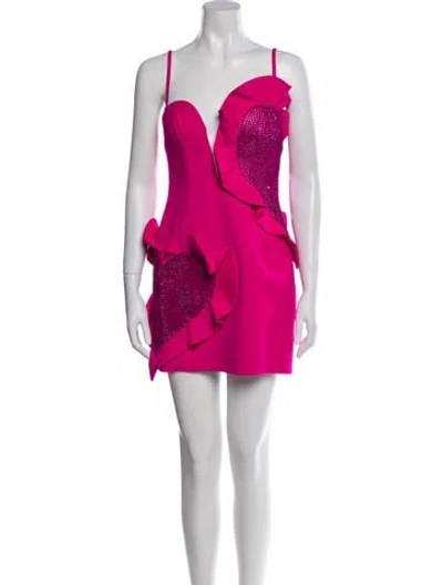Pre-owned Area Wool Mini Dress In Pink