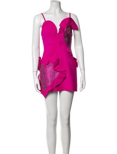 Pre-owned Area Wool Mini Dress In Pink