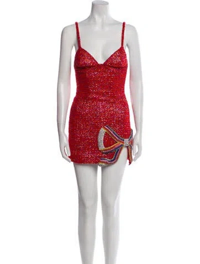 Pre-owned Area Wool Mini Dress In Red