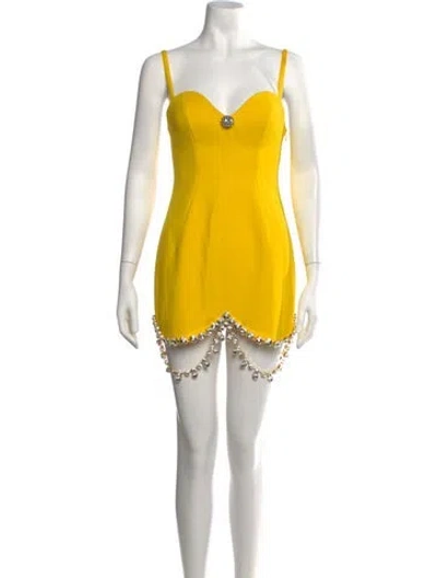 Pre-owned Area Wool Mini Dress In Yellow