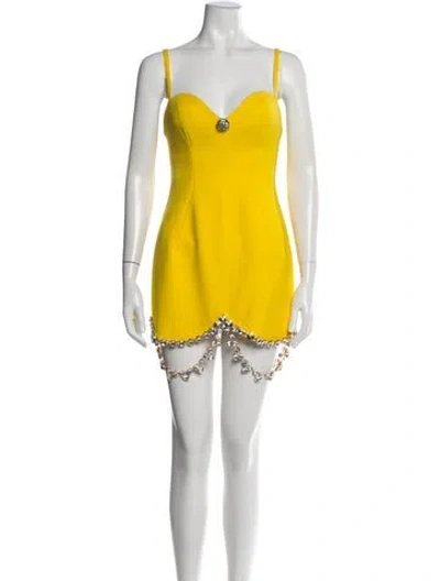 Pre-owned Area Wool Mini Dress In Yellow