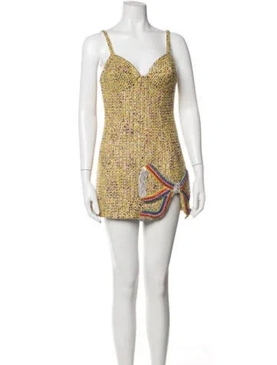 Pre-owned Area Wool Mini Dress In Yellow