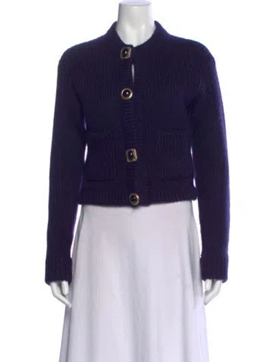 Pre-owned Area Wool Open Front Sweater In Purple