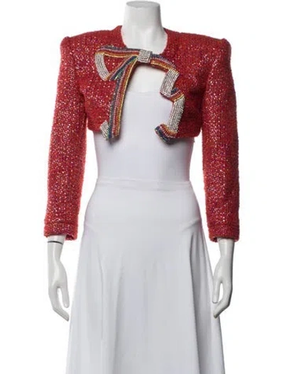 Pre-owned Area Wool Patterned Bolero W/ Tags In Metallic/purple/red