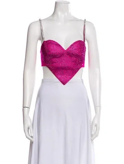 Pre-owned Area Wool Printed Crop Top In Pink