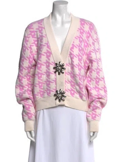 Pre-owned Area Wool Printed Sweater In Pink