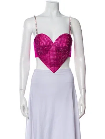 Pre-owned Area Wool Square Neckline Crop Top W/ Tags In Pink