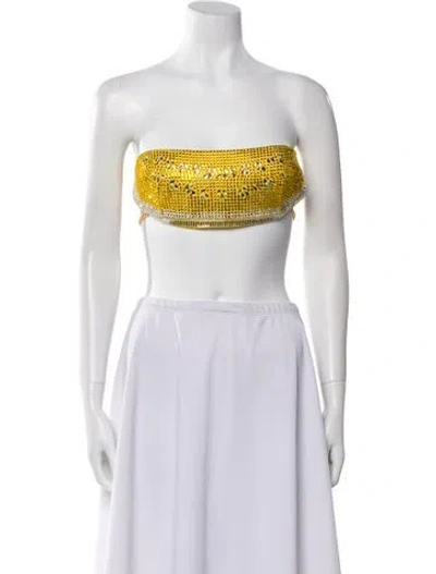 Pre-owned Area Wool Strapless Crop Top In Yellow
