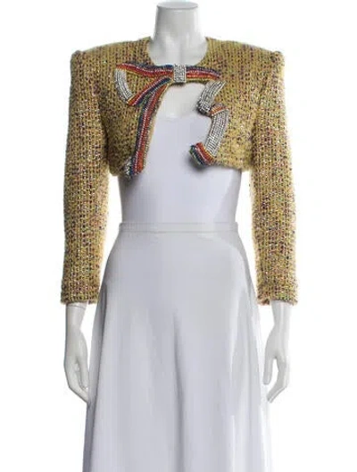 Pre-owned Area Wool Tweed Pattern Jacket In Yellow