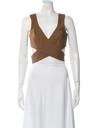 Pre-owned Area Wool V-neck Crop Top In Black