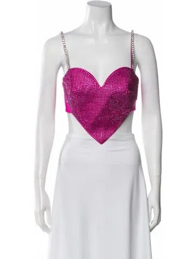 Pre-owned Area Wool V-neck Crop Top In Pink