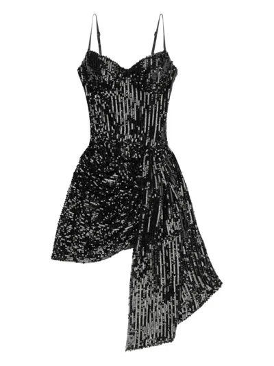 Area Wrapped Mini Dress In Black