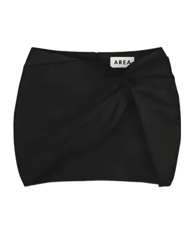 Area Wrapped Satin Mini Skirt In Black