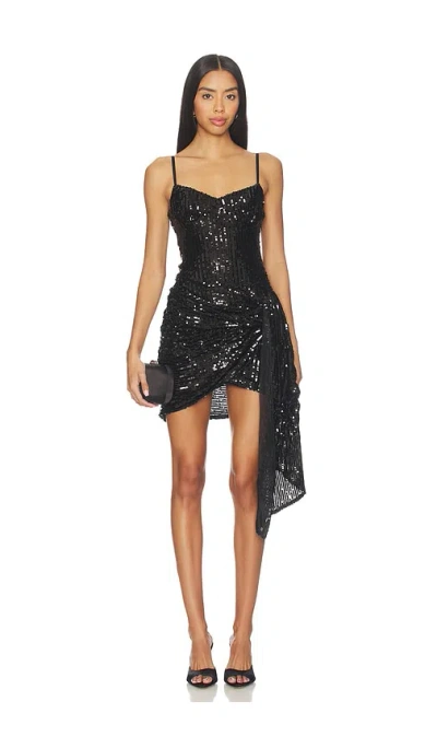 Area Draped Sequin Mini Bustier Dress In Black