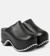 Area X Sergio Rossi Bomb Leather Platform Mules In Black
