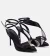 Area Embellished Satin Slingback Pumps In Black