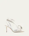 Area X Sergio Rossi 90mm Satin Slingback Heels In Bianco Crystal 9000