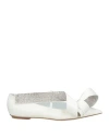Area X Sergio Rossi Woman Ballet Flats White Size 7 Leather, Textile Fibers In White
