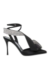 Area X Sergio Rossi Woman Sandals Black Size 5.5 Leather, Textile Fibers
