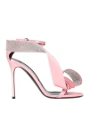 Area X Sergio Rossi Sculpted Bow Slingback Cocktail Sandals In Light Rose Crystal 5903