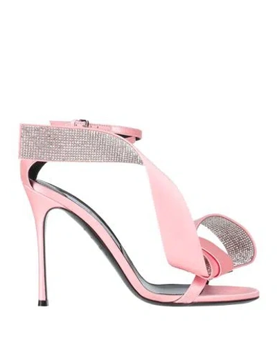 Area X Sergio Rossi Sculpted Bow Slingback Cocktail Sandals In Light Rose Crystal 5903