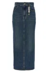 Area Logo-charm Denim Midi Skirt In Blue