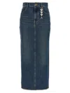 Area Logo-charm Denim Midi Skirt In Blue