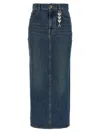 Area Logo-charm Denim Midi Skirt In Blue