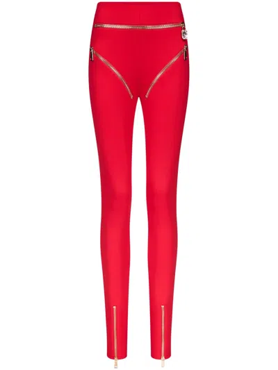 Area Zipper Brief Leggins In 红色