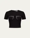 Area Zipper Bustier Cup T-shirt In Black