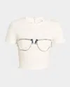 Area Zipper Bustier Cup Crop T-shirt In White