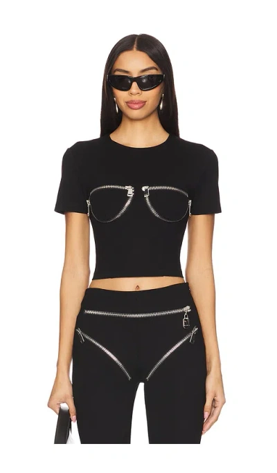 Area Crystal-embellished Cup-chain T-shirt In Black