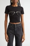 AREA AREA ZIPPER BUSTIER CUP T-SHIRT