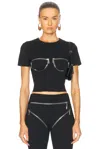 Area Bustier-style Crystal-embellished T-shirt In Black