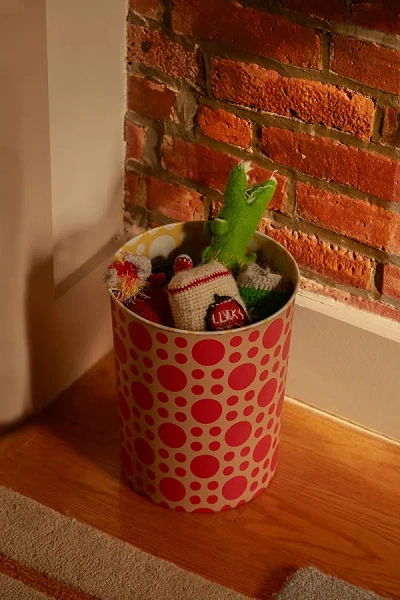 Areaware Pattern Colourful Wastebasket In Patterned Red