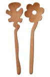 Areaware Serving Friends Flowers Wooden Spoon Set In Brown