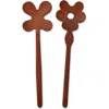 Areaware Serving Friends Flowers Wooden Spoon Set In Brown
