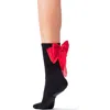 Arebesk Anna Bow No-slip Grip Crew Socks In Black