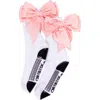 Arebesk Anna Bow No-slip Grip Crew Socks In White