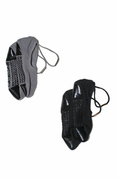 Arebesk Goddess Assorted 2-pack Closed Toe Grip Socks In Black - Gray