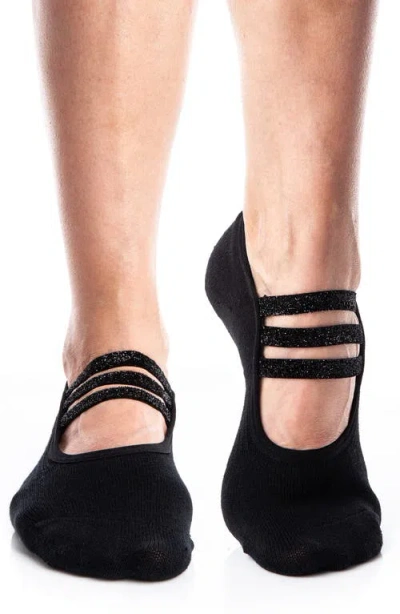 Arebesk Sparkle Cotton Blend Gripper Socks In Black