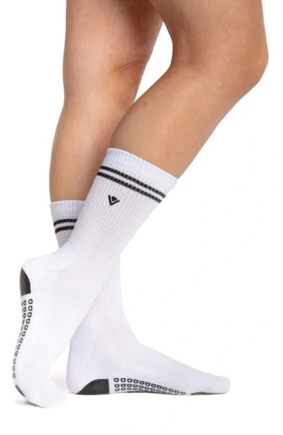 Arebesk Stripe Gripper Cotton Blend Crew Socks In White