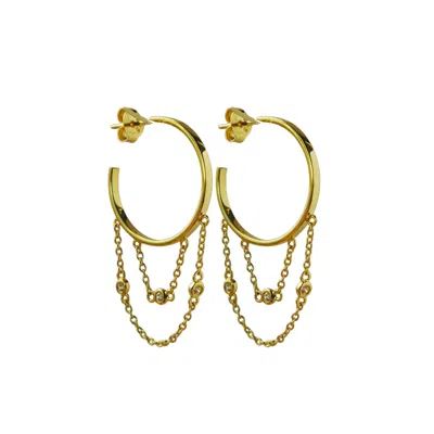 Areia Jewellery Women's Gold / White Elvira Chain Hoops In Multi